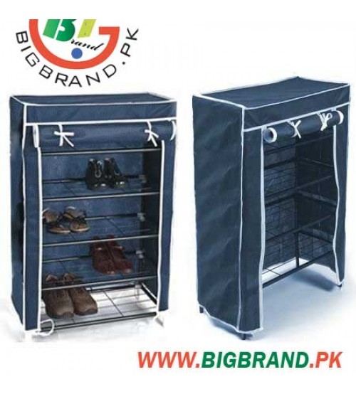 Portable Folding 4 Layer Tier Shoe Rack With Wardrobe Cover 